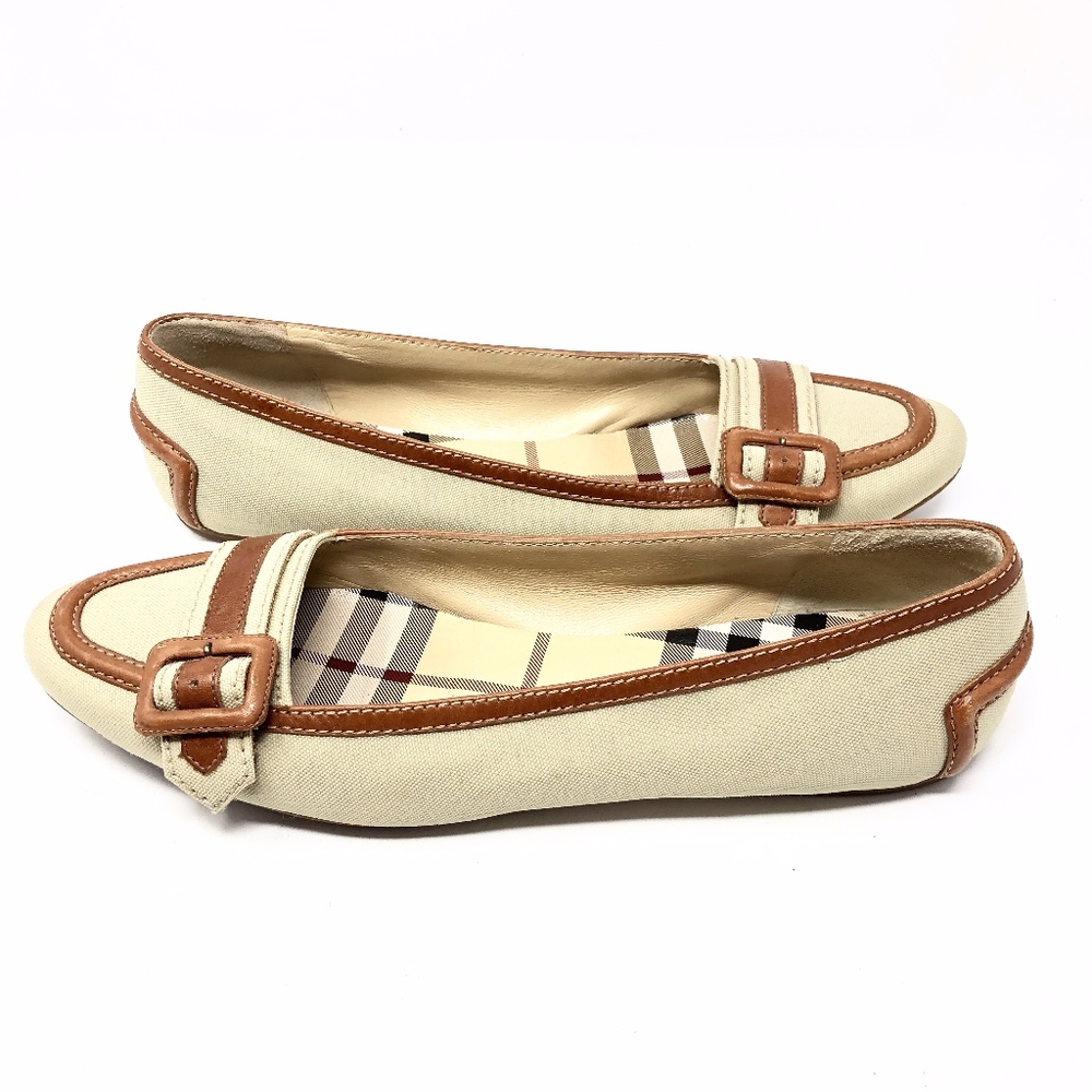 Burberry | Tan Canvas Loafer Flats Nova Check